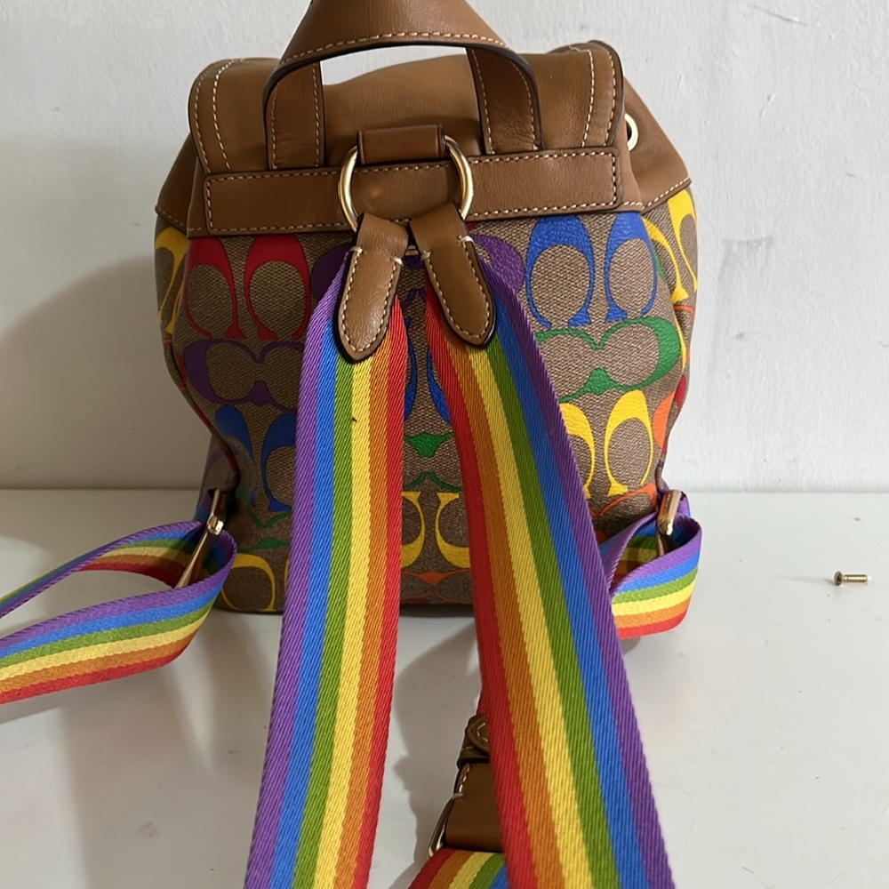 Coach Pennie Backpack 22 In Rainbow Signature - Picture 11 of 14